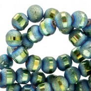 Glaskralen mat holographic line 4mm Dark blue